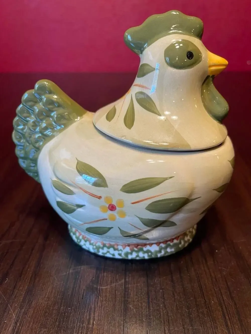 Temp-Tations Old World Figural Chicken Sugar Bowl Green